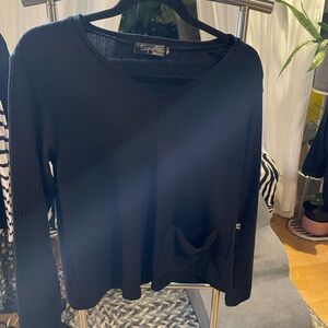 Sympli Midnight Black Ribbed Long Sleeve Sweater